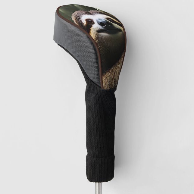 Brown Fuzzy Sloth,  Golf Head Cover (Angled)