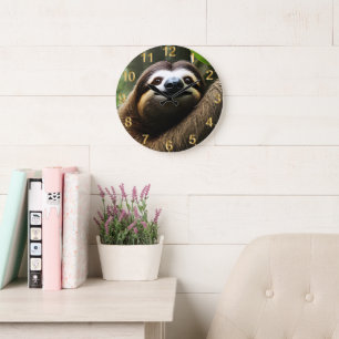 Brown Fuzzy Sloth, Wall Clock