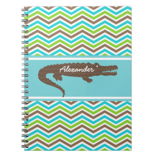 Brown Gator on Chevron Personalised Notebook