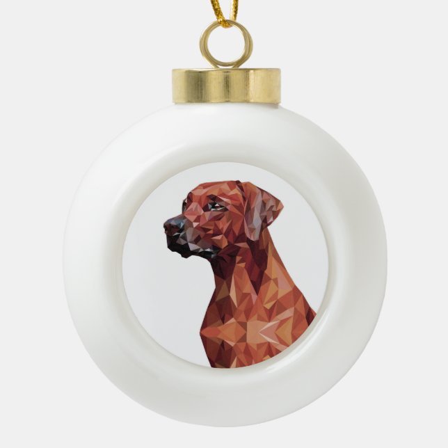 Brown Geometric Dog   Ceramic Ball Christmas Ornament (Front)