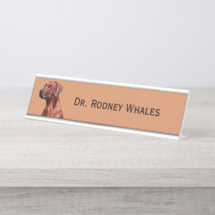 Brown Geometric Dog Desk Name Plate