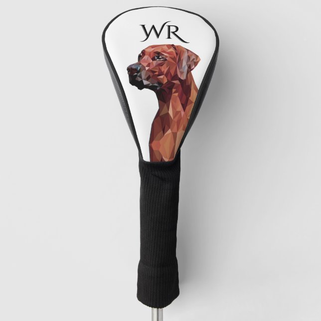 Brown Geometric Dog Monogram Golf Head Cover (Front)