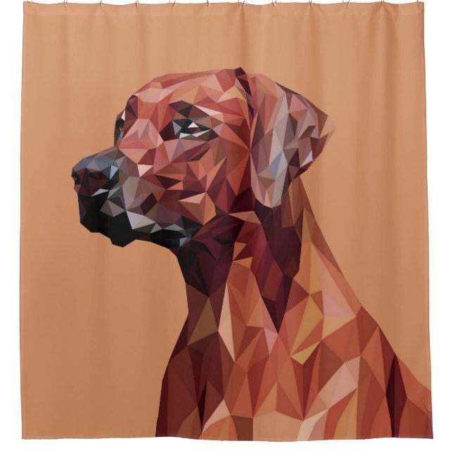 Brown Geometric Dog on Brown Shower Curtain (Front)