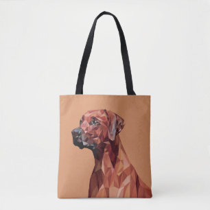 Brown Geometric Dog on Brown Tote Bag