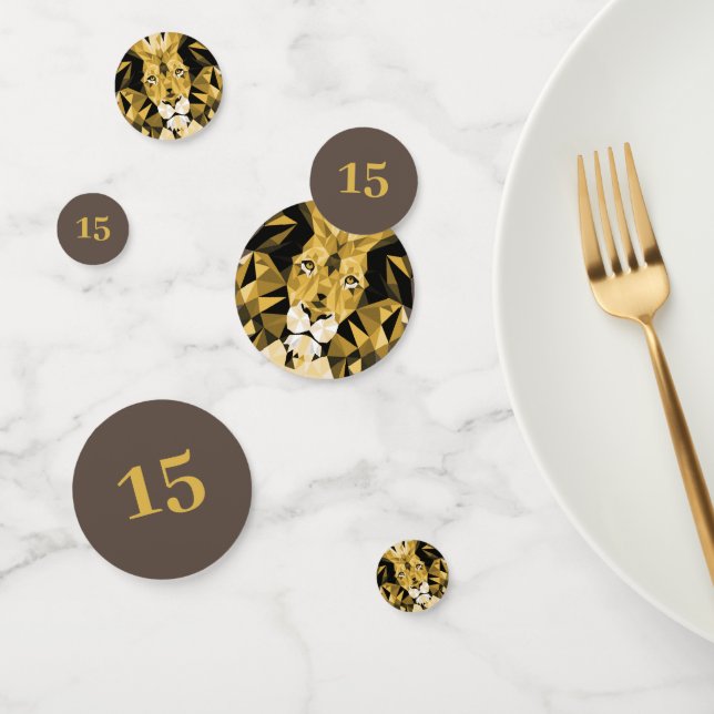 Brown Geometric  Lion Customised Birthday Confetti (Group)