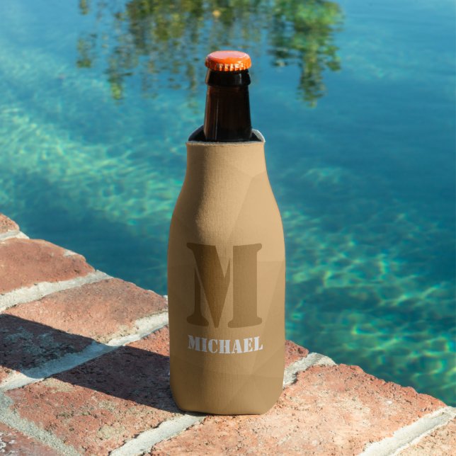 Brown geometric mesh pattern Monogram Bottle Cooler (In Situ Pool)