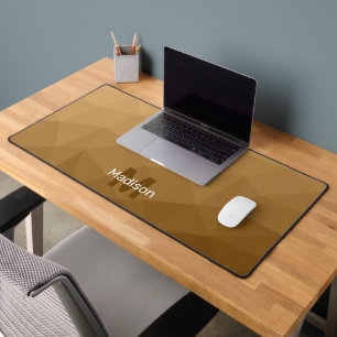 Brown Geometric Mesh Pattern monogram Desk Mat