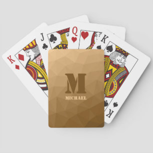 Brown geometric mesh pattern Monogram Playing Cards