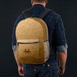 Brown geometric mesh pattern Monogram Printed Backpack<br><div class="desc">Brown geometric mesh pattern Monogram Printed Backpack. Cool fashion accessory bag for everyone. 
Brown Triangle geometric mesh with light to dark ombre gradient design. Create a unique and personalised backpack with a custom touch! Modern monogram with your initial and your name for that extra personal flair.</div>