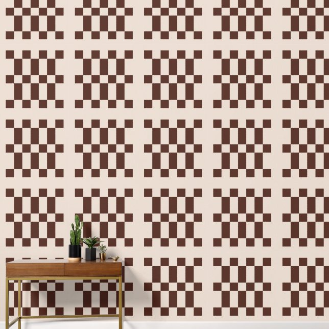 Brown Geometric Restaurant Eatery Wallpaper (Hallway)