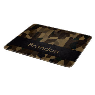Brown geometric shapes pattern Sticker Cutting Board