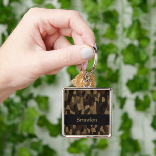 Brown geometric shapes pattern Sticker Key Ring