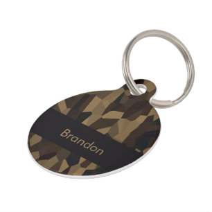 Brown geometric shapes pattern Sticker Pet Tag