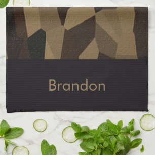 Brown geometric shapes pattern Sticker Tea Towel