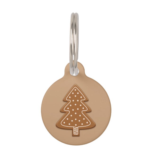 Brown Gingerbread Christmas Tree Shape Cookie Pet Tag (Front)