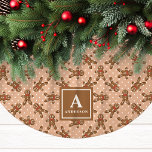 Brown Gingerbread Man Monogram Christmas Brushed Polyester Tree Skirt<br><div class="desc">Add a warm, festive touch to your holiday decor with this brown gingerbread man Christmas tree skirt. Featuring an adorable gingerbread man pattern on a cosy brown background, this tree skirt brings a classic holiday charm to any Christmas setup. Personalise it with your family monogram for a unique and memorable...</div>