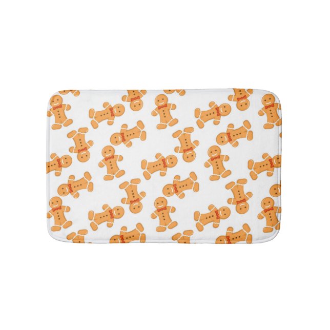Brown gingerbread man on white bath mat (Front)