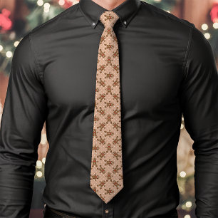 Brown Gingerbread Man Polka Dot Christmas Tie
