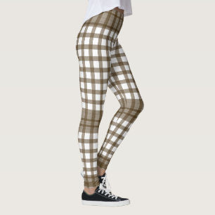 Brown Gingham Blocks Leggings
