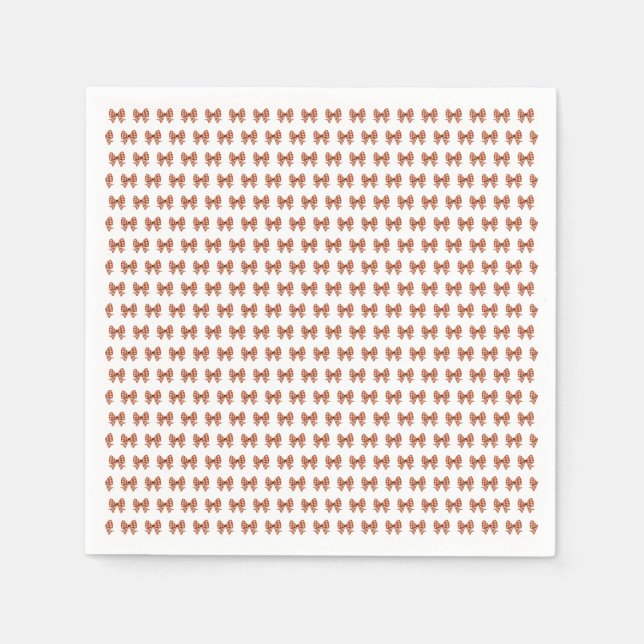 Brown gingham bow pattern napkin (Front)