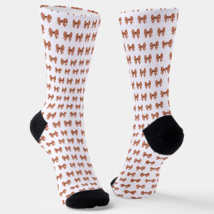 Brown gingham bow pattern socks
