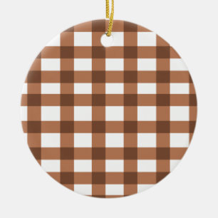 Brown Gingham Ceramic Tree Decoration