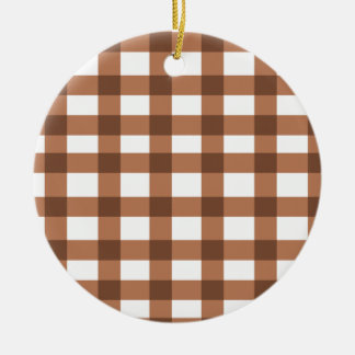 Brown Gingham Ceramic Tree Decoration