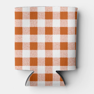Brown Gingham Check Can Cooler