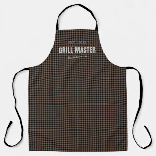 Brown gingham check grill master personalised apron