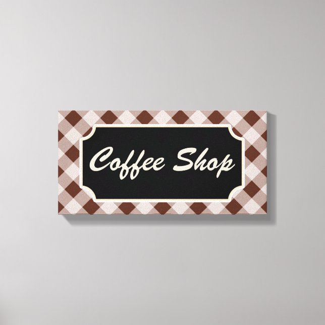 Brown Gingham Coffee Shop Sign  (Front)