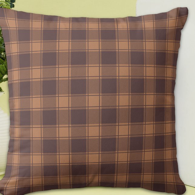 Brown Gingham Fall Autumn Throw Pillow (Creator Uploaded)