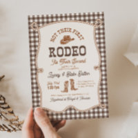 Brown Gingham Not Their First Rodeo Invitation