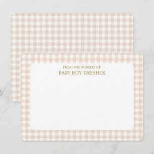 Brown Gingham Personalised Card