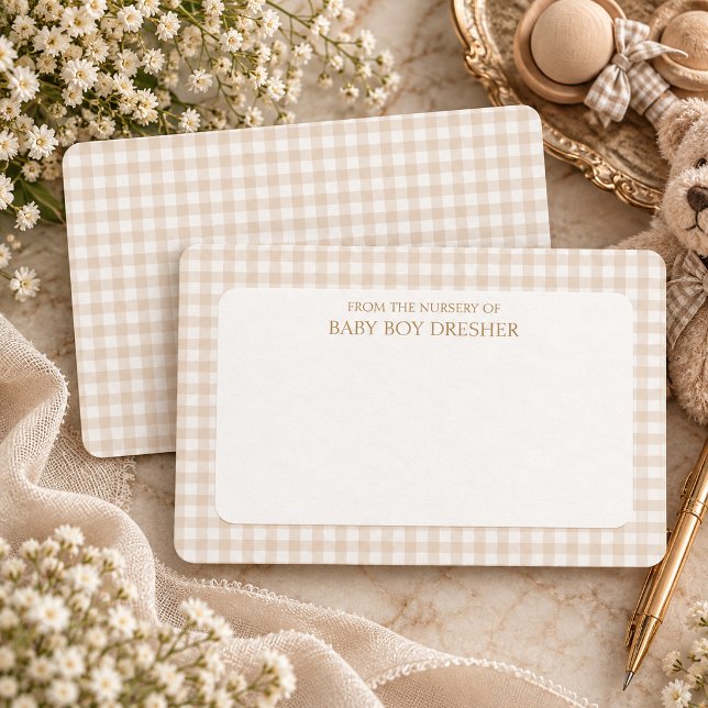 Brown Gingham Personalised  Card (Creator Uploaded)