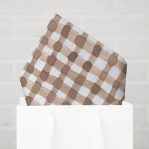 Brown Gingham Plaid Watercolor Trendy Tissue Paper