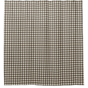 Brown gingham shower curtain