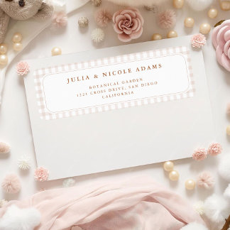 Brown Gingham Teddy Bear Neutral Baby Shower Paper