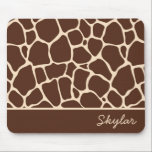 Brown Giraffe Animal Print Custom Cursive Name Mouse Pad<br><div class="desc">This is a Brown Giraffe Animal Print Custom Cursive Name Mouse Pad!</div>