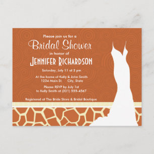 Brown Giraffe Pattern Invitation Postcard