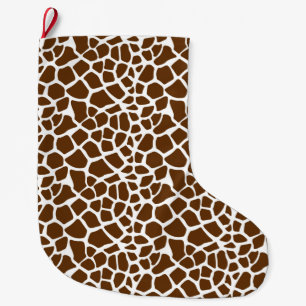Brown Giraffe Print Large Christmas Stocking