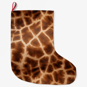 Brown Giraffe Print Large Christmas Stocking