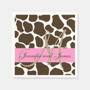 Brown Giraffe Spots Fun Wedding Paper Napkins