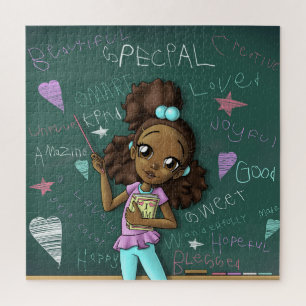 Brown Girl and Positive Words Puzzle