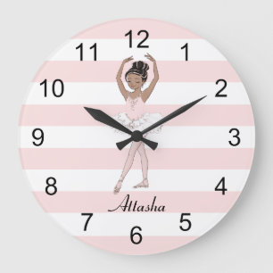 Brown girl ballerina fifth position large clock