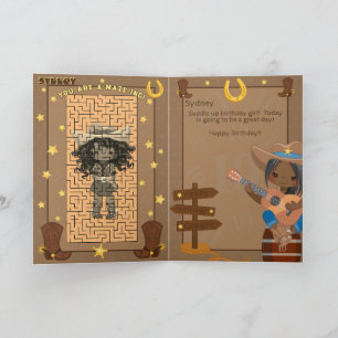 Brown Girl U R A-Maze-ing Cowgirls Birthday Card