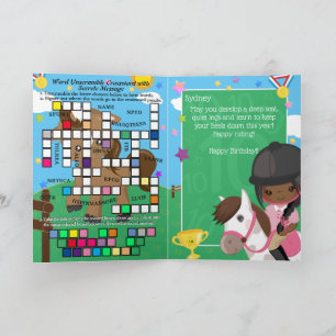 Brown Girls Equestrian Secret Message Birthday Card