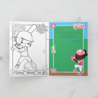 Brown Girls Softball Colouring Page Happy Birthday