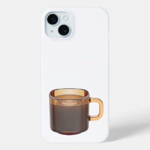 Brown glass coffee cup with brewed coffee iPhone 15 mini case