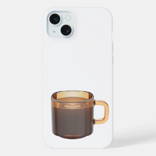 Brown glass coffee cup with brewed coffee iPhone 15 plus case