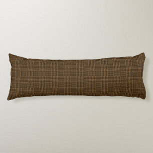 Brown Glen Check Houndstooth Plaid Pattern Body Cushion